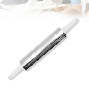 Accesorios de Cocina Shengchu, Rodillo de Acero Inoxidable Ecológico con Rayas, Mango de PP, 35.5x5cm, Fácil de Usar para Amasar/Pizza - Product Image 2