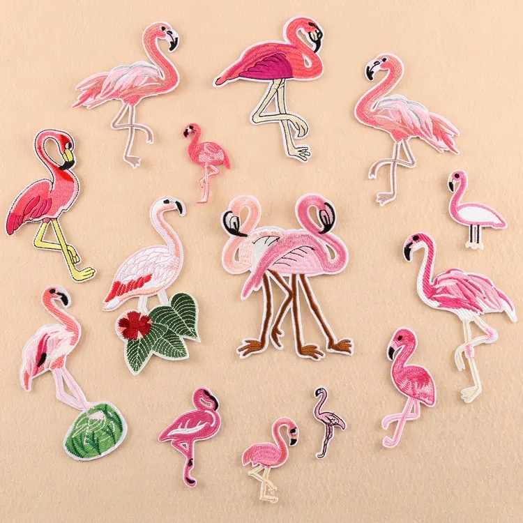 Großhandel benutzer definierte Logo Eisen auf Flamingo Stickerei Patch