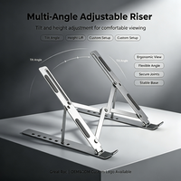 Support Ergonomique pour Ordinateur Portable OEM en Métal, Réglable sur 7 Niveaux, pour Ordinateurs Portables jusqu'à 15,6 Pouces et Tablettes