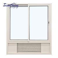 Ventana Corredera de Aluminio de Alta Eficiencia Energética con Rejilla Fija, Recubrimiento en Polvo Blanco para América del Norte