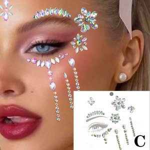 Adesivi per il Viso con Gemme e Strass Sexy e alla Moda, Tatuaggi Temporanei Autoadesivi con Stampa Digitale per Arte Corporea - Product Image 4