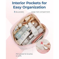 Pochette de maquillage matelassée en coton avec fermeture éclair, sac de voyage gonflé pour cosmétiques, sac à bulles de beauté pour femmes