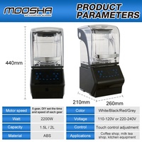 Mixeur Commercial Électrique Insonorisé de Haute Qualité Certifié NSF 1,5L 2L 2200W avec Écran Tactile pour Salons de Thé