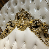 Ensemble de lit en bois massif français avec revêtement en cuir, style européen, taille King & Queen, lit moelleux au design moderne