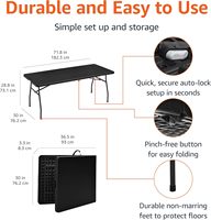 Table pliante noire durable de 5 pieds 6 pieds Bureau moderne à usage intérieur et extérieur pour parc et cour Mobilier d'extérieur