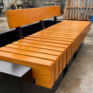 Banc de jardin en <span class=keywords><strong>bois</strong></span> durable avec dossier, 2 m, style minimaliste moderne, pour l'aménagement paysager, avec options de taille personnalisées - Product Image 5