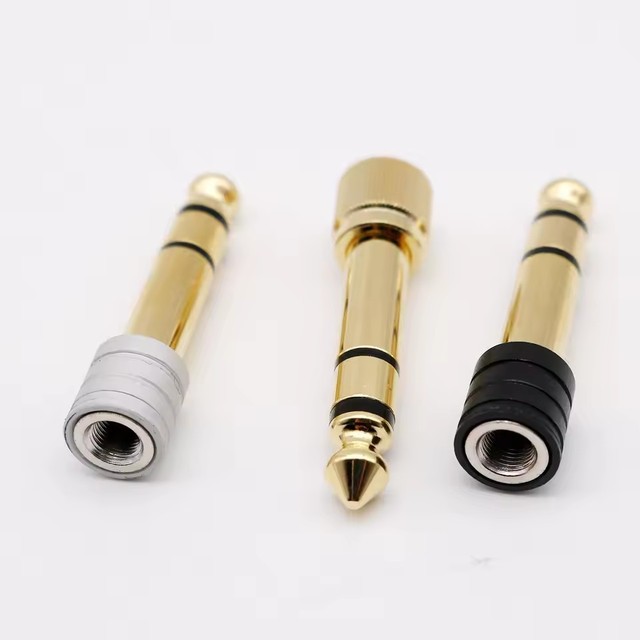 6.35mm 1/4" Stereo Male to 3.5mm 1/8" Female Jack Plug Audio Adapter Connector With Screw On Gold Black Silve