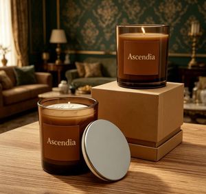 Bougie parfumée en cire de soja Ascendia dans un bocal en verre, élégante, aromathérapie, décoration d'intérieur, parfum floral, durée de combustion de 40 à 60 heures - Product Image 2