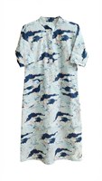 Vestido Túnica Casual para Mujer, Estampado Abstracto, Ecológico, con Botones, Cuello Alto, Manga Corta, Corte Regular, Nueva Colección 2026