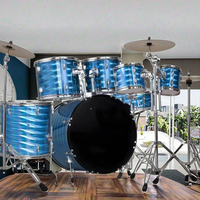 Vente en gros TEAMO 22 pouces cadre en bois 5 niveaux batterie ensemble avec peaux de peau de vache et chambre en bois de bouleau 7 tambours OEM bas prix Kitdrum