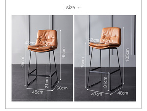 Modern Factory Counter Home <b>Bar</b> Furniture Double Cushion Fabric Corduroy PU <b>Leather</b> <b>Stool</b> Chair for Living Room Hotel Dining - Product Image 6