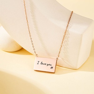 Collar con Colgante Cuadrado Personalizado con Logotipo de Marca, Dibujo Personalizado, Grabado con Fotos, Collares <span class=keywords><strong>para</strong></span> Parejas - Product Image 3