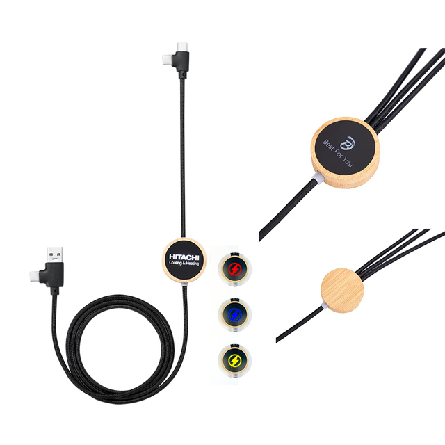 New Portable Nylon Braided Data Charging Cable Custom Glow logo Charging Cable Phone Charger 4 in 1 Usb Cable Fast Charging
