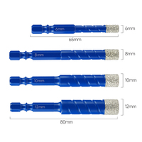 Mata Bor Berlian LOZLIN 1/4-1/2 Inci untuk Ubin/Keramik/Batu/Granit/Marmer - Shank Hex 6.35mm Panjang 60-80mm Bor Kering