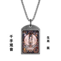 Colgante de Acero Inoxidable con Diseño de Buda Estilo Thangka, Bisel para Colgante, Collar Unisex de Moda, Regalo Dongguan 216044
