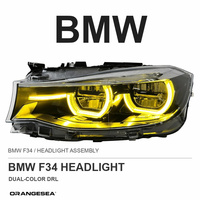 Pour BMW Série 3 GT F34 2013-2020 : Ensemble de phares avec Angel Eyes bicolores, mise à niveau des feux de croisement/route, conversion de phares