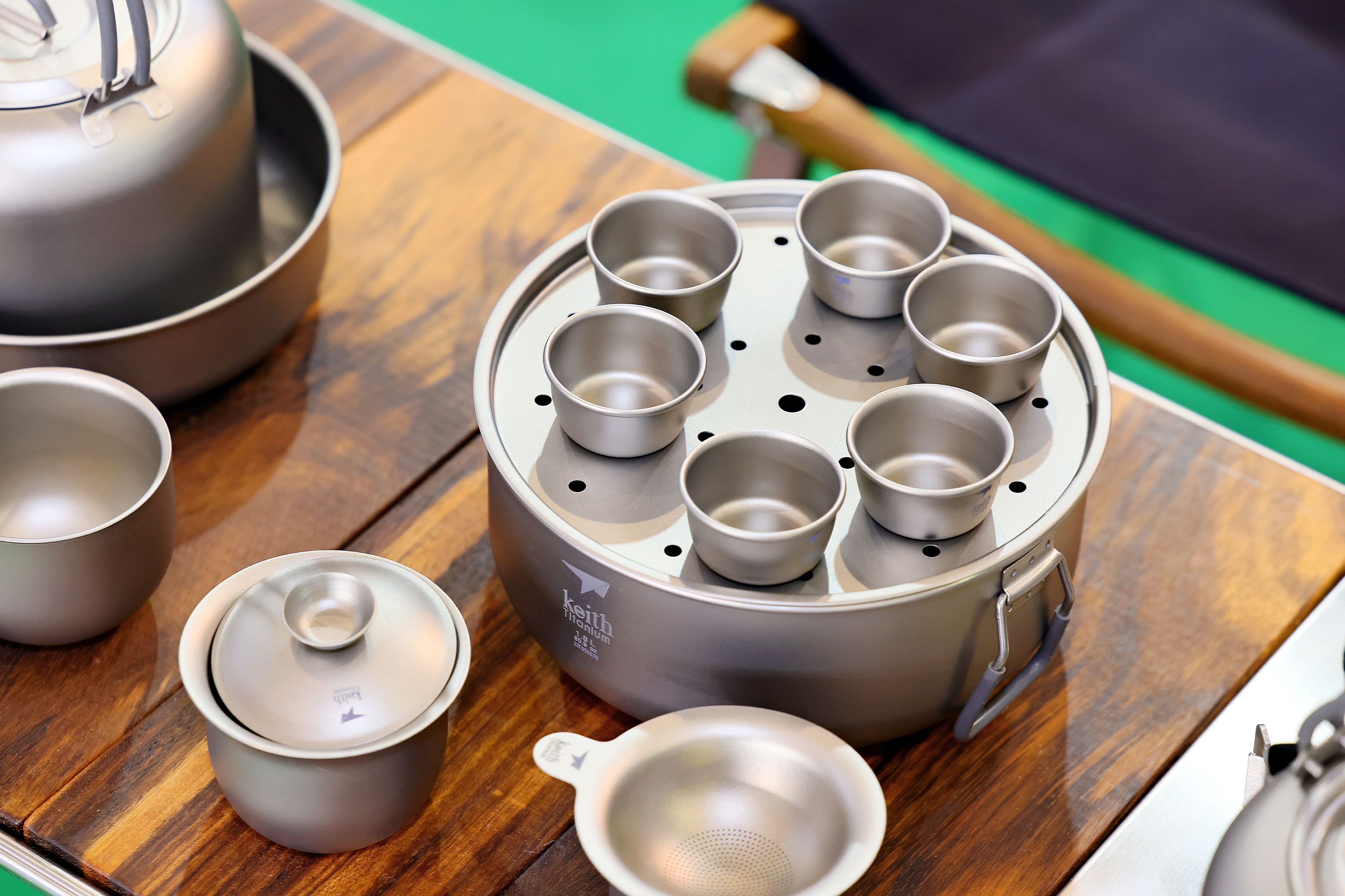 KEITH Titanium campingkookgerei set met stoompan, outdoor
