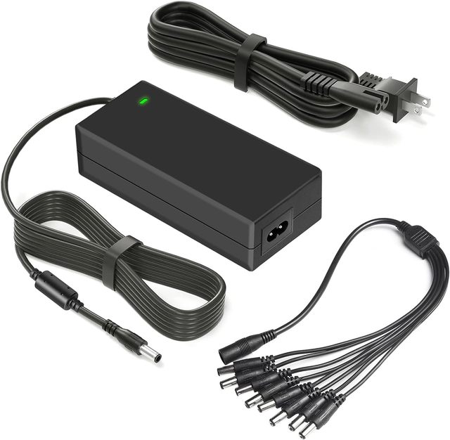 Security Camera Power Supply 12V AC Adapter for Cameras and CCTV DVR Sur veillance System with 8-Way Splitter Cable