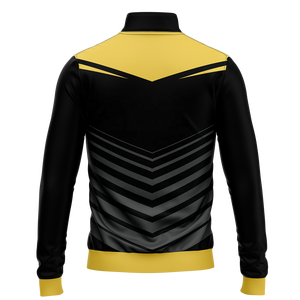 Sweat-shirt à col zippé noir et jaune personnalisé pour homme avec logo imprimé, manches longues, vêtements de sport athlétiques, haut d'entraînement OEM - Product Image 2