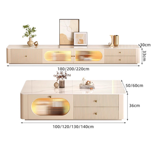 Nouvel ensemble de tables basses aspect ardoise 2026 pour salon, combinaison compacte de meuble TV de style luxueux pour petits appartements - Product Image 5