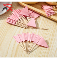 Drapeaux promotionnels en bambou jetables personnalisés avec logo, 2,5 x 3,5 cm, mini, couleur rose, pour cure-dents