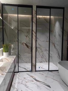 Panneaux muraux en marbre de pierre naturelle pour la décoration intérieure, dégradé, anti-statique, montage sur rail pour hall d'entrée, appartement - Product Image 4