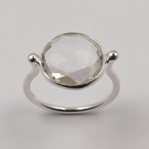 แหวนควอตซ์คริสตัลเหลี่ยมเพชรพลอยทั้งสองด้านทำจากเงินสเตอร์ลิง925จากผู้ผลิตขายส่งราคาโรงงาน - Product Image 1