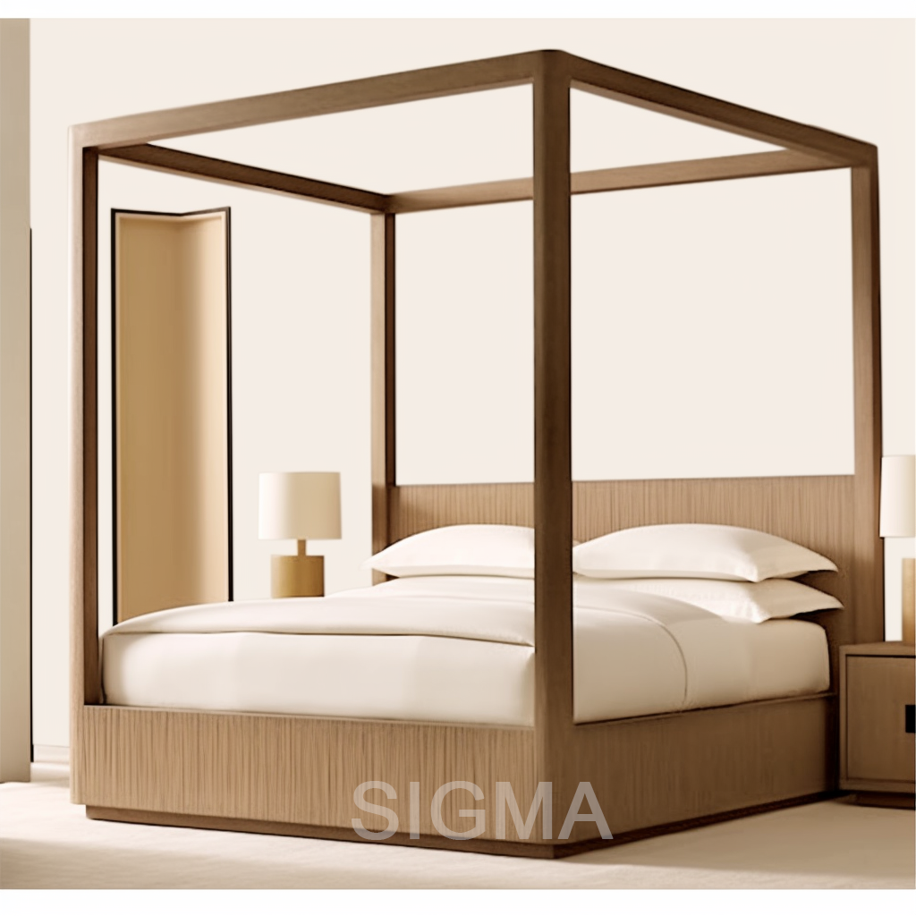 Handmade Luxury hotel home bedroom Furniture solid wood King Queen Size Bed Double Bed canopy bed