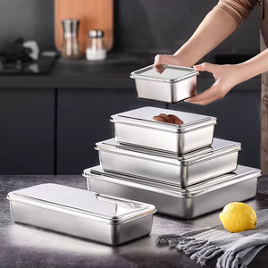 Usine en gros 304 acier inoxydable Tiramisu <span class=keywords><strong>Dessert</strong></span> couvercle plateau vente chaude plat plateau de <span class=keywords><strong>Service</strong></span> alimentaire épaissi plats assiettes - Product Image 3