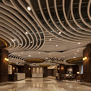 Plaques de plafond contemporaines en fibre de verre 2x4 pieds, à encastrer, acoustiques, ignifuges, pour la décoration intérieure des centres commerciaux - Product Image 2