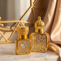 Flacon de parfum rechargeable 5ml 10ml en verre doré carré avec bouchon à vis et applicateur à bille pour vaporisation, trois options d'application, idéal pour les voyages