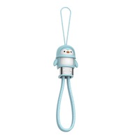 Kabel Pengisi Daya Cepat PD 2 in 1 240W Kustom Personal  dengan Tali Lanyard Magnetik Silikon Penguin USB Type-C untuk iPhone 18 17