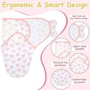 2 Paket Selimut Swaddle dengan Topi untuk Bayi, Selimut Swaddle Katun 0-12 Bulan, Selimut Bayi yang Bernapas, Penting untuk Bayi Baru Lahir - Product Image 3