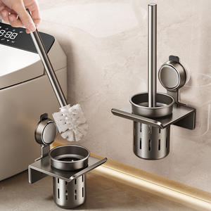 Soporte para escobilla de baño Blue Vine, montado en la pared, color gris, diseño minimalista, fácil de limpiar, LTES Y304Q - Product Image 2