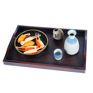 Double-sword round imitation mahogany Japanese <b>tray</b>, dessert plate, <b>tea</b> <b>tray</b>, sushi plate, sukiyaki, Japanese and Korean cuisine - Product Image 2