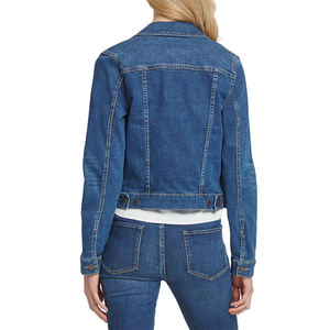 OEM pas de marque vente en gros bouton up décontracté dame classique lavé 100% coton adolescent bleu clair court denim jean <span class=keywords><strong>veste</strong></span> femmes - Product Image 3