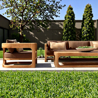 Canapé d'extérieur moderne de luxe en teck massif imperméable, ensemble de meubles de jardin et de patio