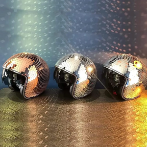 Cool Fashion Handmade Half Face Disco Ball <span class=keywords><strong>Casque</strong></span> de <span class=keywords><strong>moto</strong></span> Nouveau matériau ABS pour DJ Night Club Party Prop ou Surface de miroir - Product Image 6