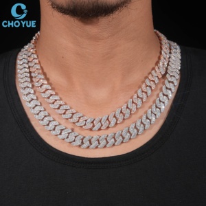 Collar de Cadena de Plata 925 con Baño de Oro Rosa y Moissanita, Corte Brillante, Engaste en Canal, Certificado GRA, Lujoso Estilo Hip Hop para Hombre - Product Image 5
