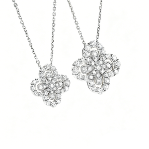 Collier de bijouterie personnalisée SGARIT, or 18 carats, diamant de laboratoire, pendentif trèfle à quatre feuilles porte-bonheur, ensemble de bijoux avec halo de diamants. - Product Image 2