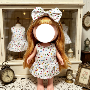 [Uniquement en tissu] Ensemble de robes mignonnes pour poupées en peluche de 24 cm, ensemble de jupes et accessoires pour cheveux avec nœud, 2 pièces - Product Image 4