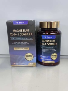 Complexe <span class=keywords><strong>de</strong></span> magnésium 12-en-1 700mg Glycinate <span class=keywords><strong>Citrate</strong></span> Malate Taurate Relaxation Musculaire Soutien Cardiaque Végétalien 120 Capsules Adulte - Product Image 4