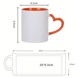 Custom Logo Sublimation Blanks Mugs <b>Pink</b> Interior Color With Heart Handle Business Office Wedding <b>Gifts</b> - Product Image 2