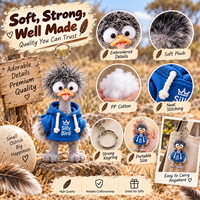 Porte-clés en peluche d'autruche personnalisé, style safari, vente en gros, cadeau souvenir pour les magasins de zoos, les musées et la vente au détail de produits touristiques