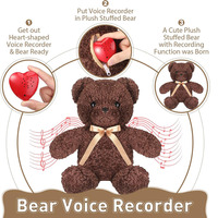 Ours en peluche avec enregistreur vocal, ensemble de 60 secondes, module d'enregistrement sonore en forme de cœur, peluche douce, fermeture éclair, message vocal