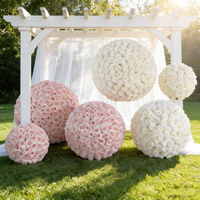 Boule de fleurs artificielles rondes en gros, rose, blanche, violette, pour décoration de cérémonie de mariage