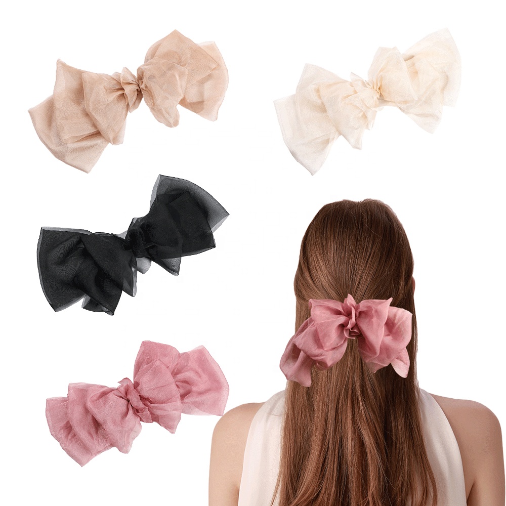 Большая лента для волос с бантом и Заколкой, украшение для волос для девочек