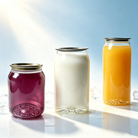 Boîte en plastique transparente de qualité alimentaire avec couvercle en aluminium, hermétique et anti-fuite, pour le stockage en vrac de jus et de boissons, vente en gros, logo personnalisé