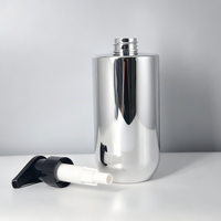 Flacon pompe en PET argenté électroplaqué, verrouillable, noir, vide, pour shampoing, gel douche, crème pour le visage, contenant cosmétique
