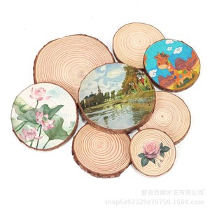 Pine <b>Wood</b> <b>Slice</b> Craft Pieces Natural Color Round Handmade DIY Christmas Decoration Supplies - Product Image 4
